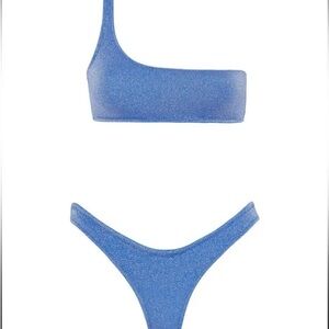 Triangl one shoulder bikini and bag